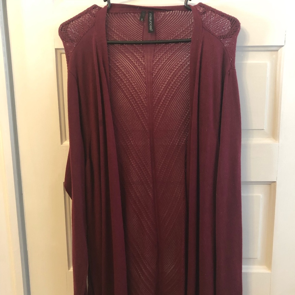 Burgundy Long-sleeve Cardigan